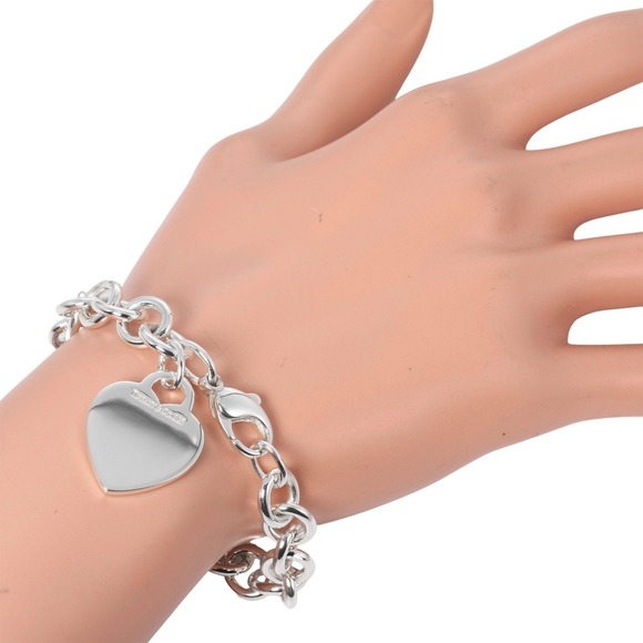 TIFFANY Return Toe Heart Tag Bracelet Silver 925 &Co. Women's - Picture 2 of 5